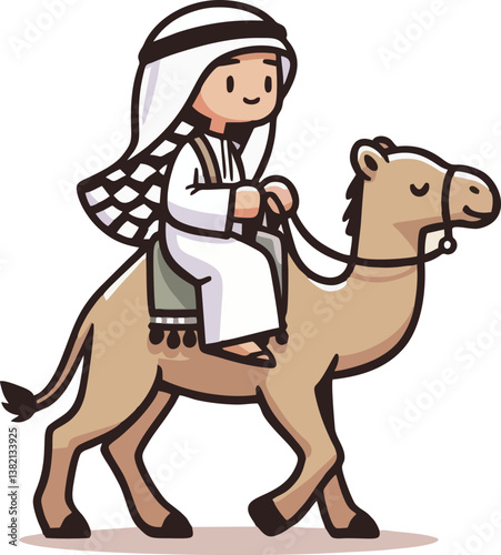 Arabian man riding camel illustration