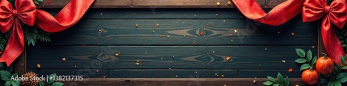Banners and ribbons in various colors and patterns draped over a dark wooden frame , ribbons, wood photo