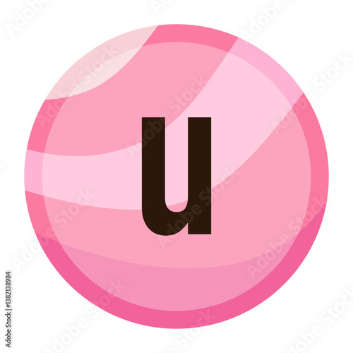 Letter u in Valentine’s Candy Bubble Theme for Romantic Designs