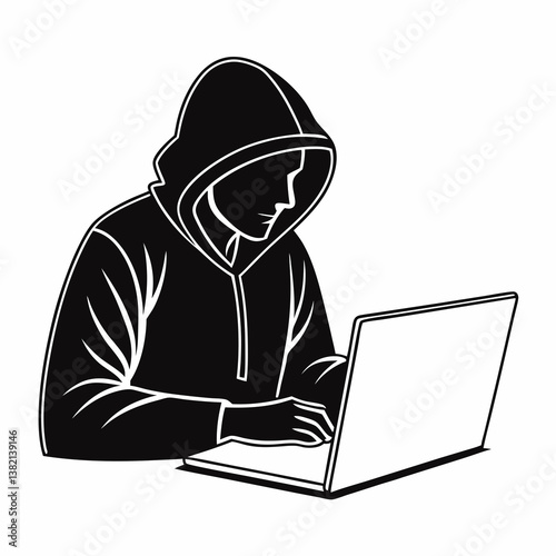 hacker with laptop computer
