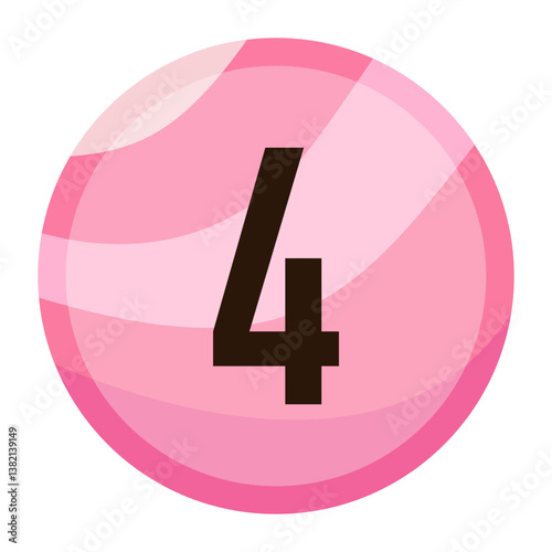 Number 4 illustrated in a lovely pink candy ball design, bringing sweetness and affection to Valentine’s Day visuals