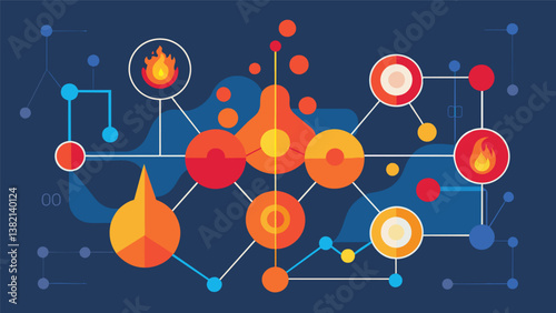 A heat map depicting the strength of intermolecular forces between different molecules aiding in the prediction of solubility and miscibility.. Vector illustration