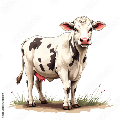 Adorable Cartoon Cow Vector Illustration