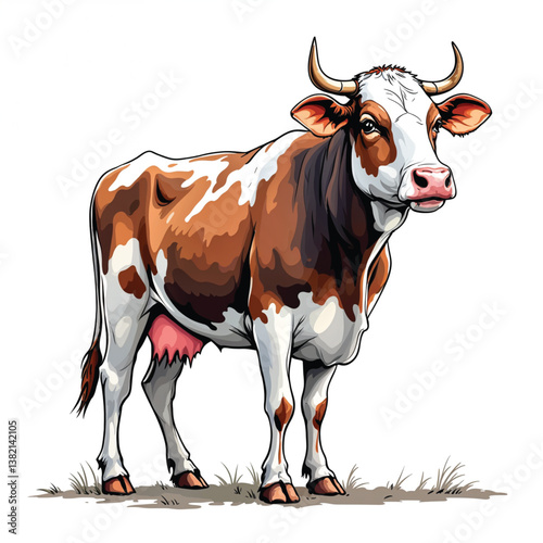 Adorable Cartoon Cow Vector Illustration