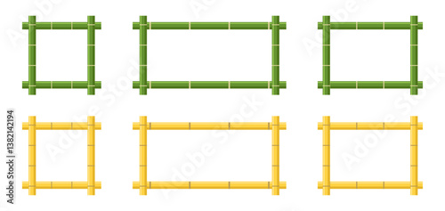 Square and rectangle bamboo yellow green frame border empty cartoon illustration