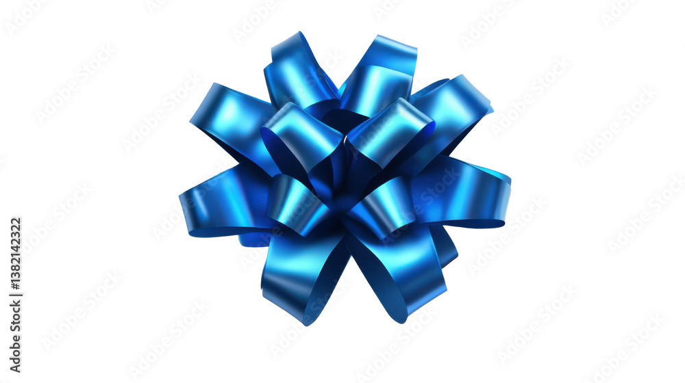 Elegant Blue Ribbon Bow for Gift Wrapping Isolated on White Background Elegant Blue Ribbon Bow for Gift Wrapping Isolated on White Background