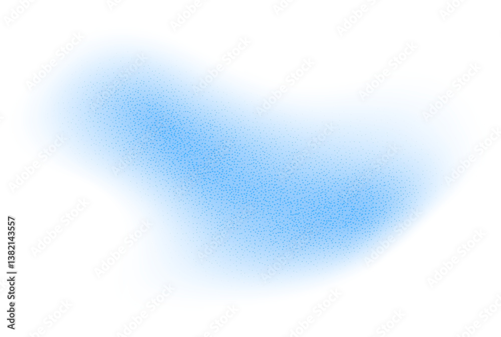 Abstract gradient shape with noise, blue blurred grainy color gradation, vibrant design element. Figure with soft flow effect, isolated on white. Vector illustration.