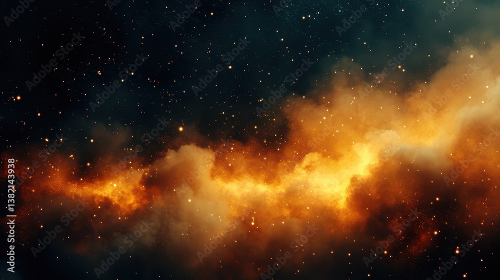 Naklejka premium Vibrant Cosmic Nebula with Stars and Dust in Space Background