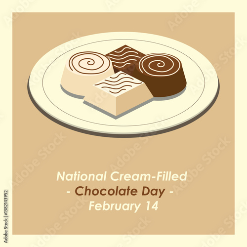 Vector Design National Cream-Filled Chocolate Day – February 14.