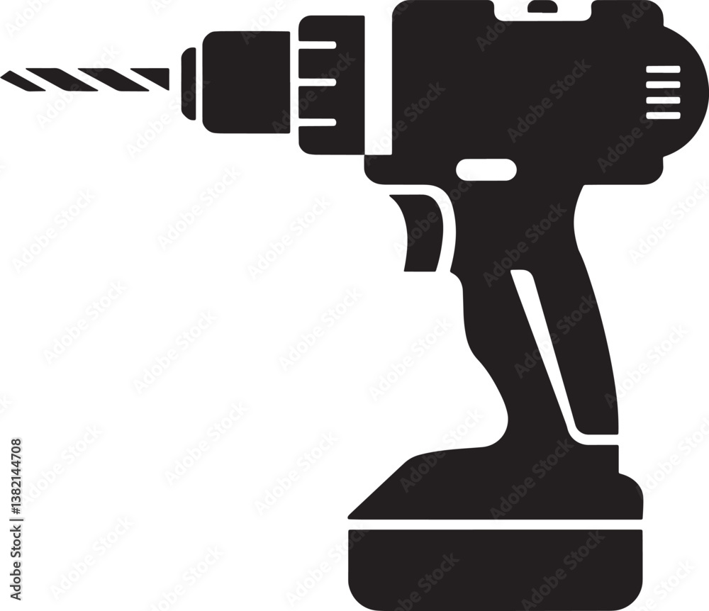 Drill machine silhouette vector illustration isolated On Transparent Background Drill machine silhouette vector illustration isolated On Transparent Background