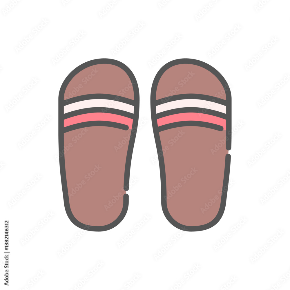 flip flop filled outline icon. sandals color line illustration. flip flop filled outline icon. sandals color line illustration.