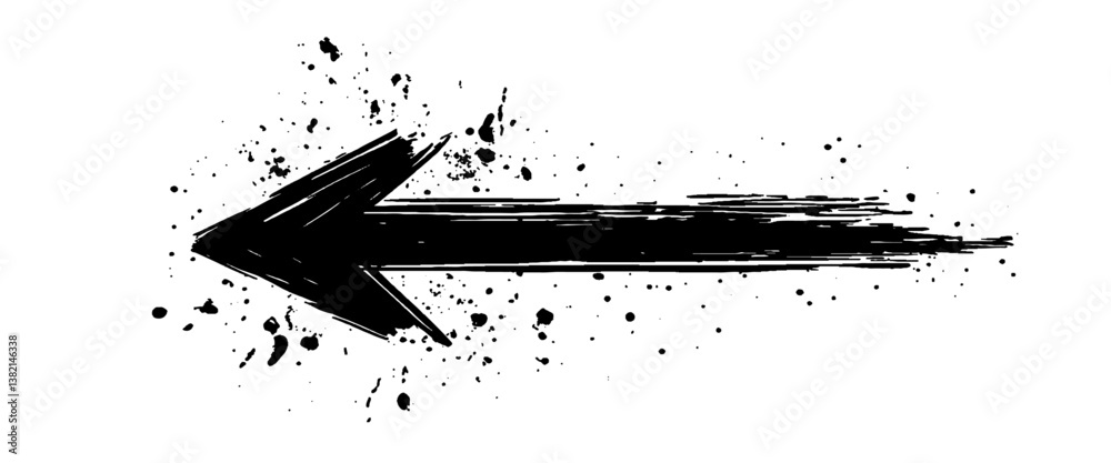 Vector  style black hand drawn brush stroke grunge arrow symbol brush paint