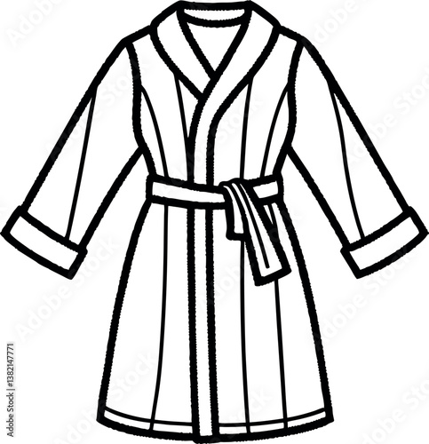 A Classic Bathrobe Design Illustration Featuring vector silhouette a KimonoStyle Robe with a SelfTie Belt
