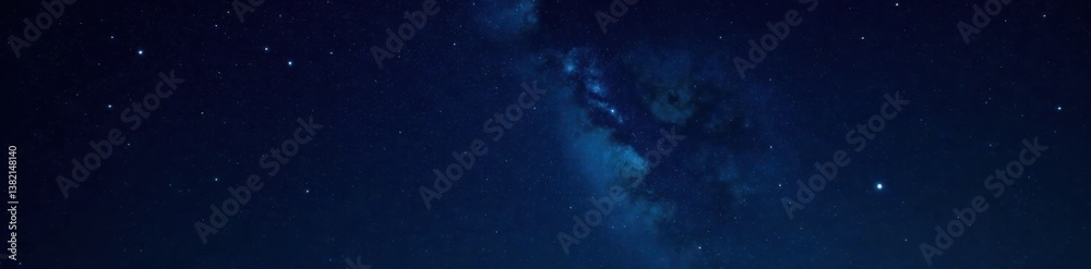 Fototapeta premium Dark celestial night sky with twinkling stars on black background, dark blue, stars, cosmos