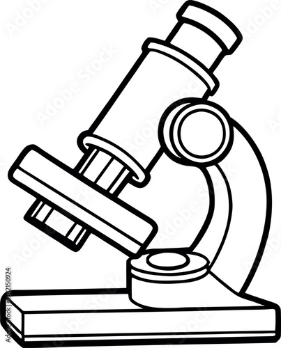 A Simple Line Drawing of a vector silhouette Compound Light Microscope for Educational Purposes