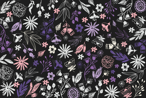 florals pattern. hand drawn florals vector background.