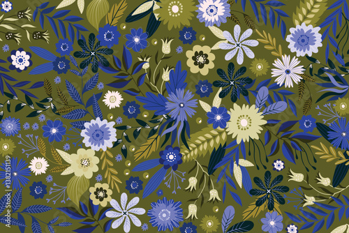 florals pattern. hand drawn florals vector background.