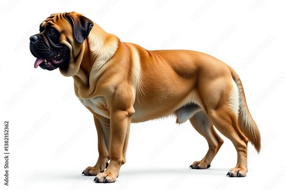 Majestic mastiff, powerful stance, white background, background, full body, breed Majestic mastiff, powerful stance, white background, background, full body, breed