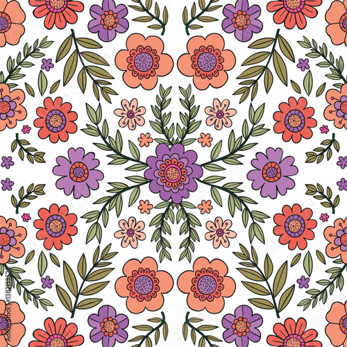 florals pattern. hand drawn florals vector background.