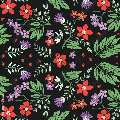 florals pattern. hand drawn florals vector background.