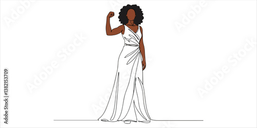 Representation matters woman continuous single line art drawing sketch on white background