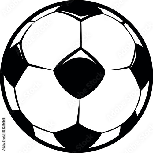 Classic Black and White Soccer vector silhouette Ball Illustration Graphic Design Element