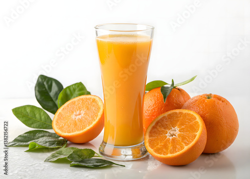 Freshly Squeezed Orange Juice with Whole and Sliced Oranges