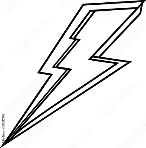 A Bold Black Outline of a vector silhouette Lightning Bolt Icon Graphic Design Element