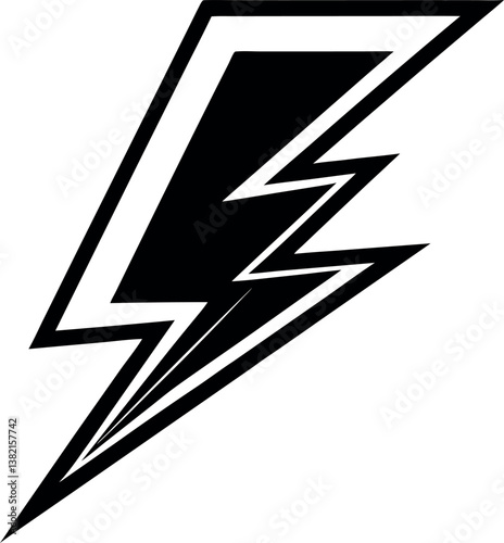 Bold Black and White Lightning vector silhouette Bolt Graphic Design Element Illustration