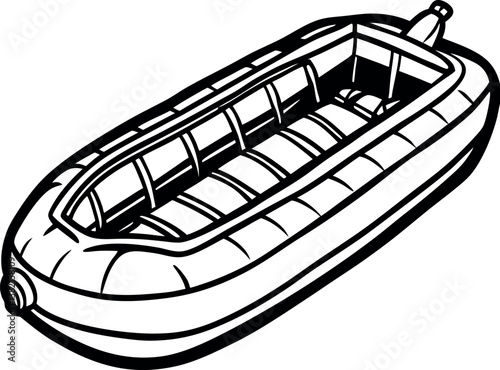 Inflatable Raft Boat for vector silhouette Water Adventures and Recreation Activities