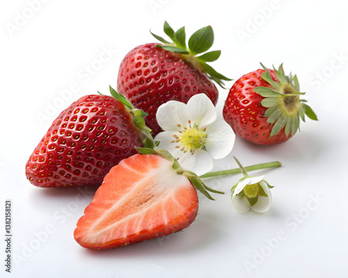 Fresh Strawberries with Blossoms