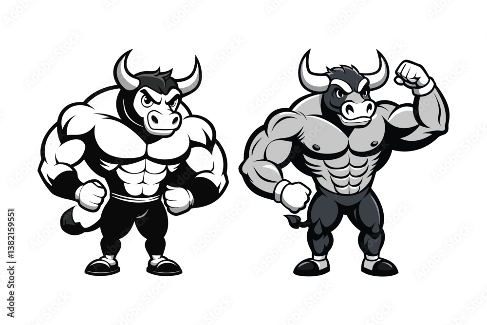 Fototapeta premium muscular bull illustration Vector