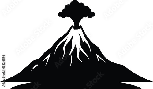 Volcano Eruption silhouette vector,Volcano icon clip art