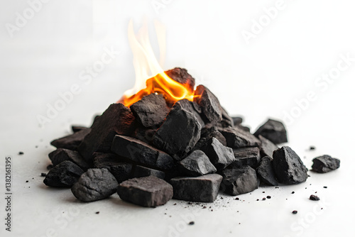 Small Fire Burning Coal Pieces