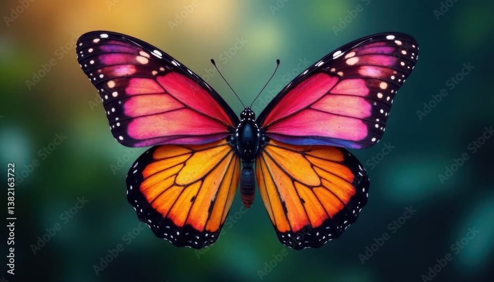 Fototapeta premium Colorful butterfly wings spread wide, pink wings, insect wings