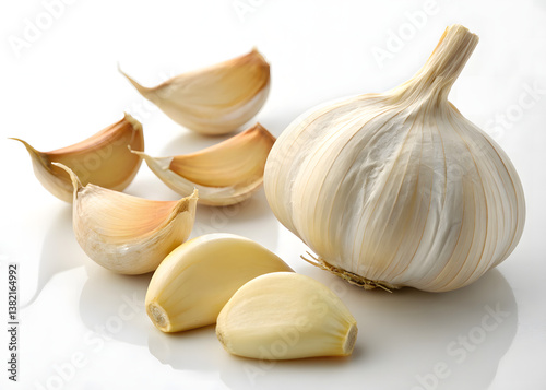 Fresh Garlic Bulb and Cloves