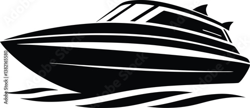 Dynamic Speedboat Silhouette Design – Minimalist Nautical Illustration for Marine and Water Adventure Themes