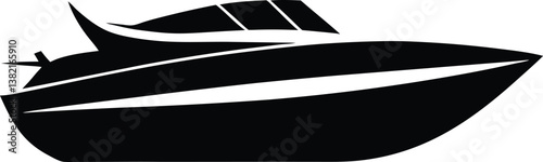 Dynamic Speedboat Silhouette Design – Minimalist Nautical Illustration for Marine and Water Adventure Themes