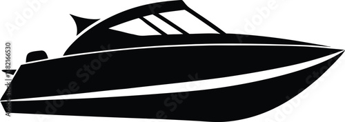 Dynamic Speedboat Silhouette Design – Minimalist Nautical Illustration for Marine and Water Adventure Themes