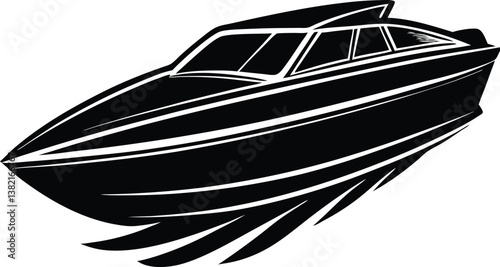 Dynamic Speedboat Silhouette Design – Minimalist Nautical Illustration for Marine and Water Adventure Themes