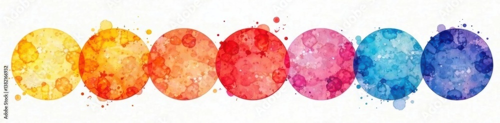 Fototapeta premium Colorful watercolor circles on a white background, art, watercolor style, design