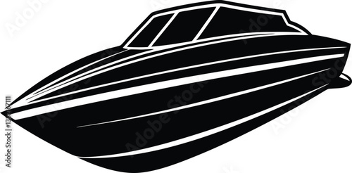 Dynamic Speedboat Silhouette Design – Minimalist Nautical Illustration for Marine and Water Adventure Themes