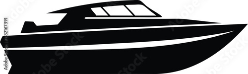 Dynamic Speedboat Silhouette Design – Minimalist Nautical Illustration for Marine and Water Adventure Themes