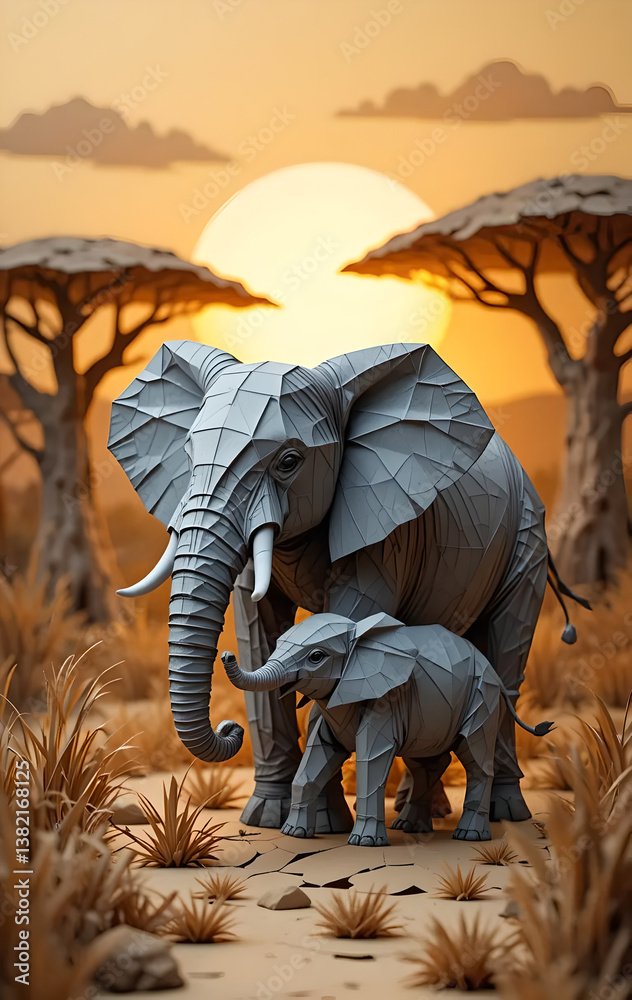 Fototapeta premium Gentle Giants papercraft