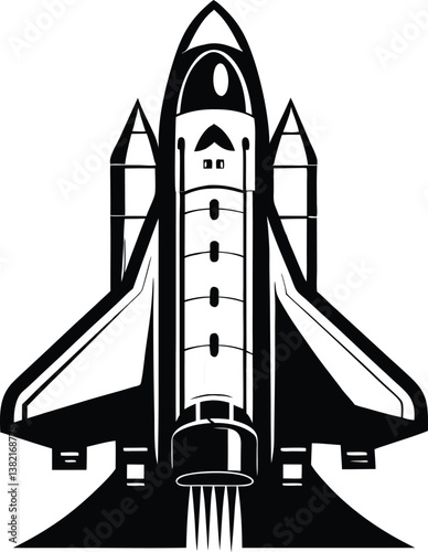 Futuristic Space Shuttle Silhouette Design – Minimalist Astronautical Illustration for Space Exploration Themes