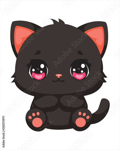 Cute Cat Sitting On Ground Feline Animal Mascot