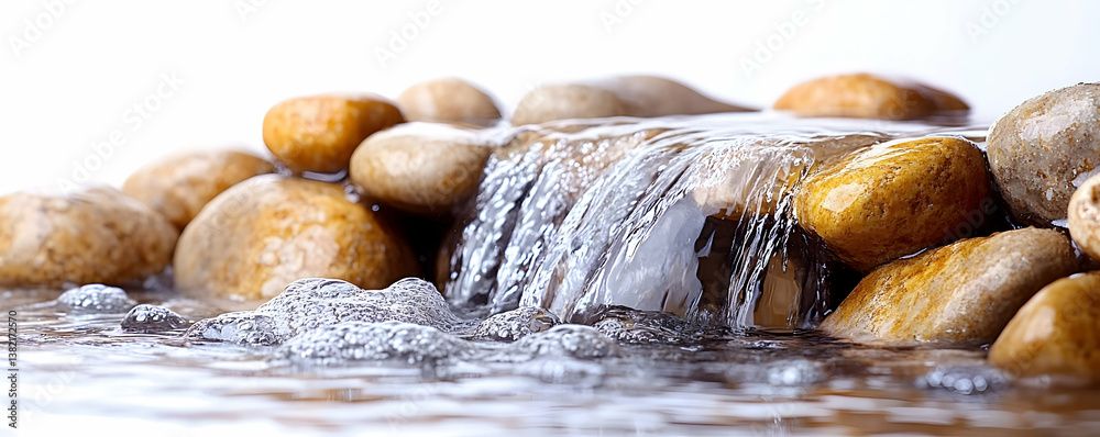 Water Flowing Over Smooth Stones Realistic Image