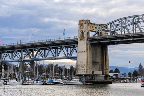Burrard Bridge Over Marina in Downtown Vancouver, BC, Canada