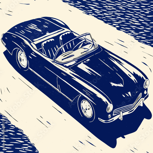 Vintage Convertible Car Illustration