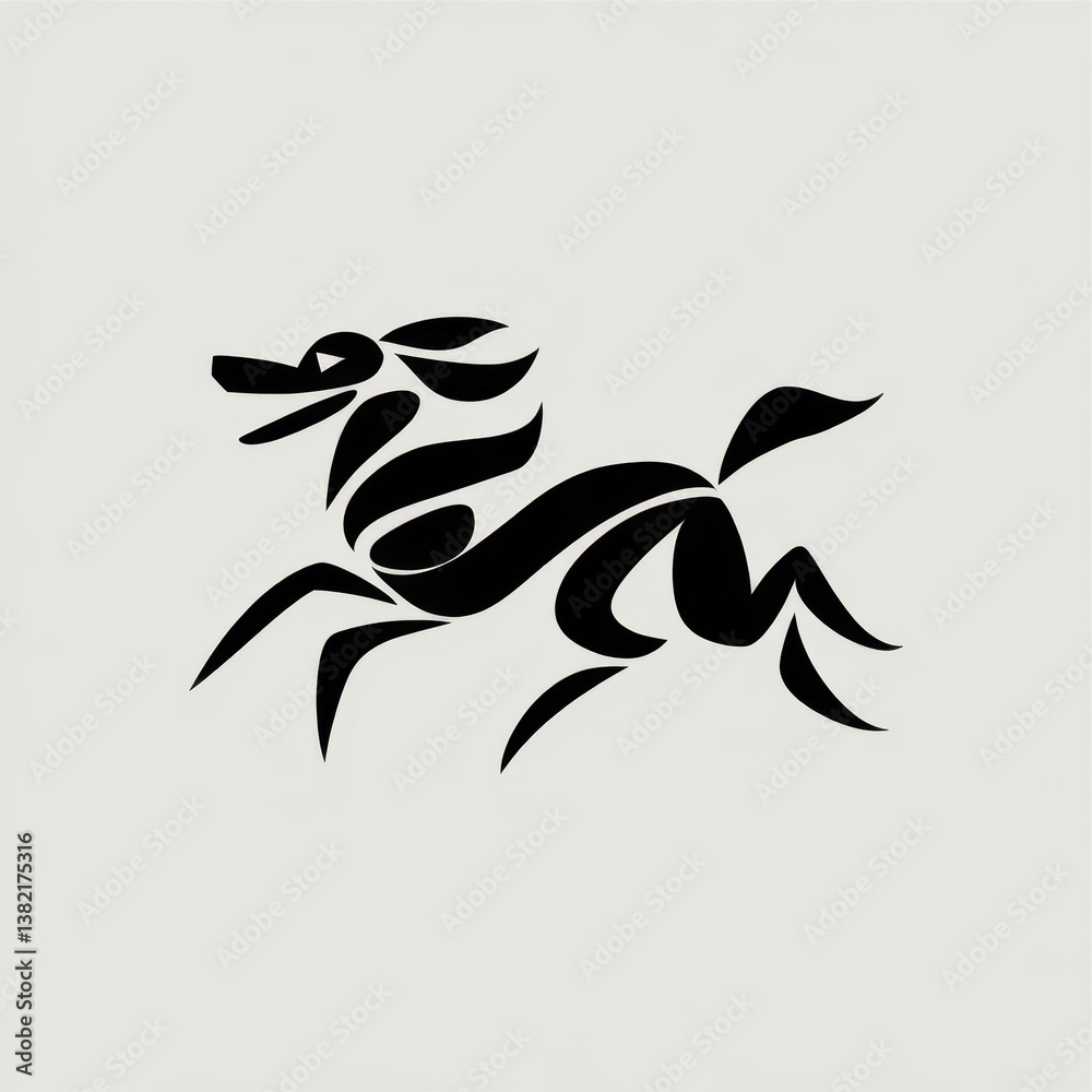 Abstract Dog Illustration, Dynamic, Representing Playfulness or Speed, Against a White Background with copy space Abstract Dog Illustration, Dynamic, Representing Playfulness or Speed, Against a White Background with copy space